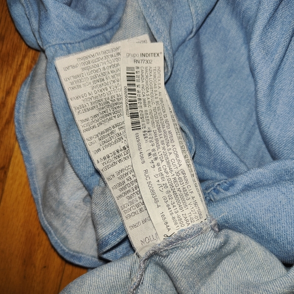 NWT Zara Women’s Denim Ruffles Blue Button Down Shirt - Picture 13 of 14